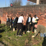 february 2019 schoolchildren hedge planting at goldthorpe embankment