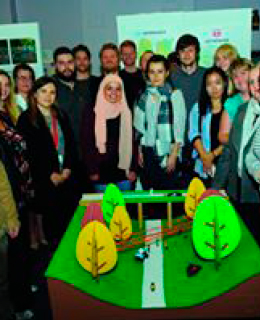 sheffield university live projects students with a model of goldthorpe embankment