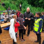 Schoolchildren at the Twiggs station at Goldthorpe Embankment