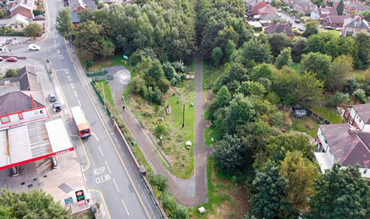 aerial drone image image of goldthorpe railway embankment