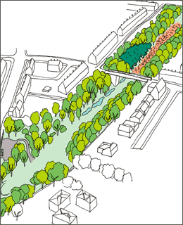 aerial view illustration of goldthorpe embankment plans